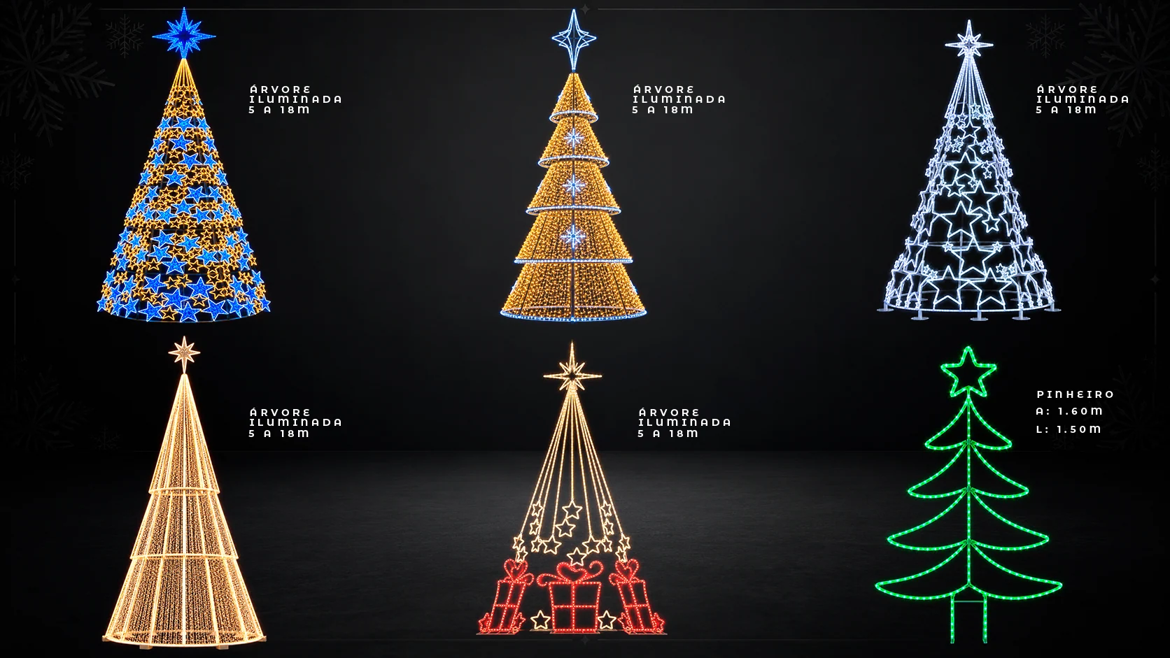 Árvores de natal iluminadas